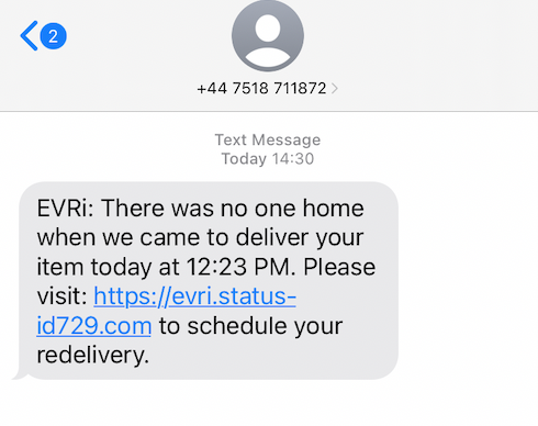 evri failed delivery club scam