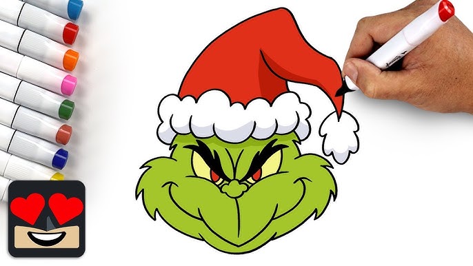 how to draw the grinch face