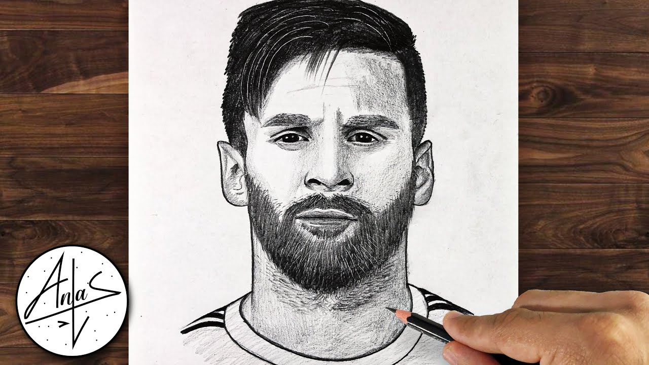 messi photos drawing