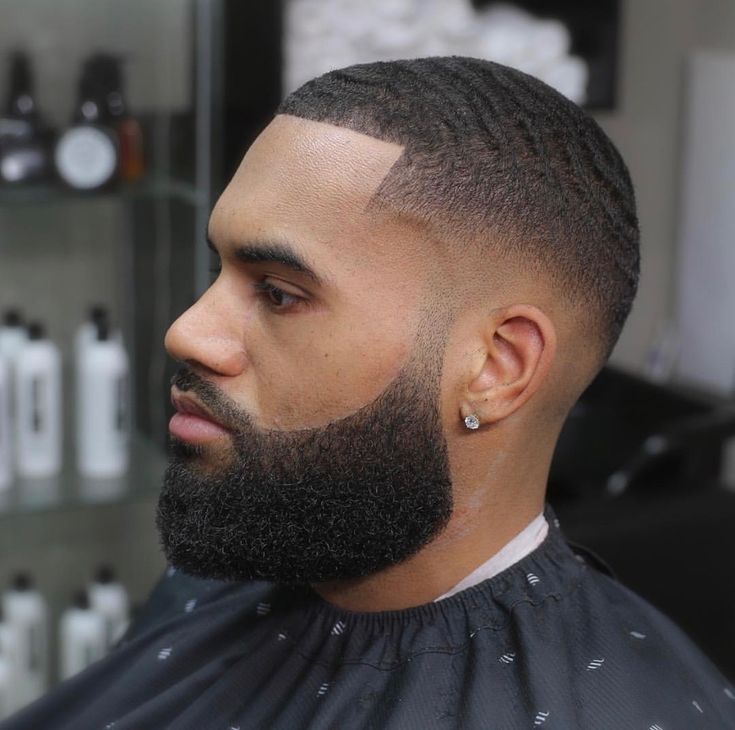 fade haircut black man with beard