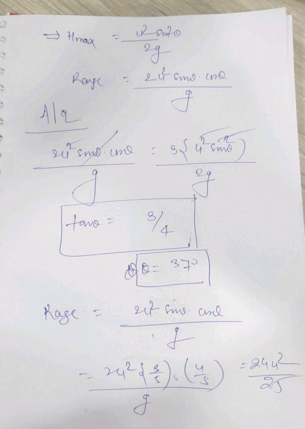 a particle is projected with a velocity v