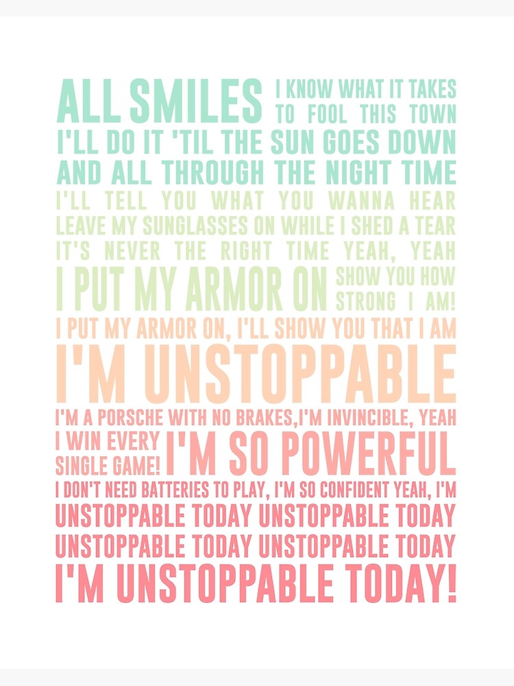 lyrics for unstoppable by sia