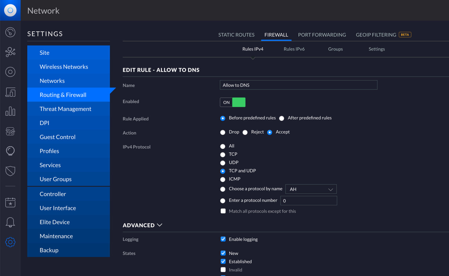 ubnt firewall