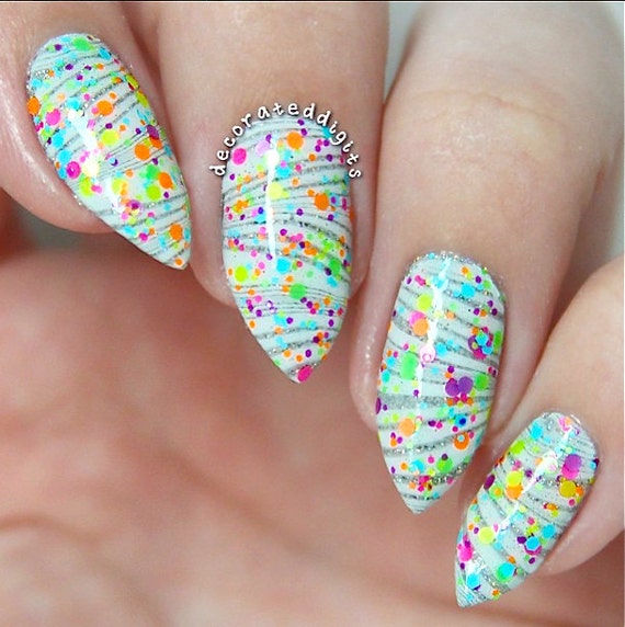 neon glitter nails