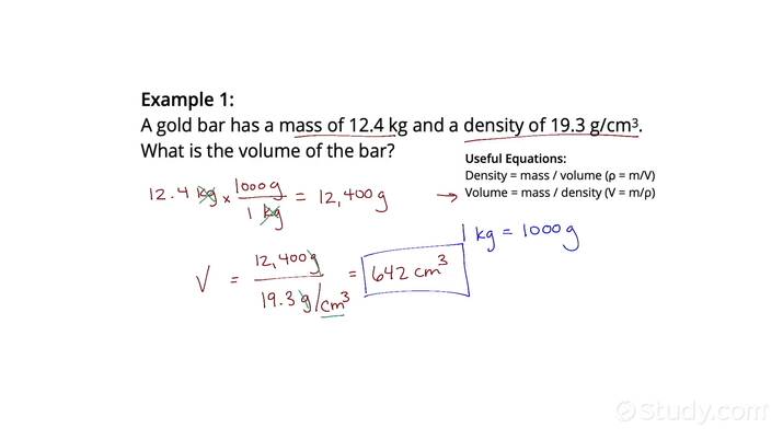 how to find volume density and mass