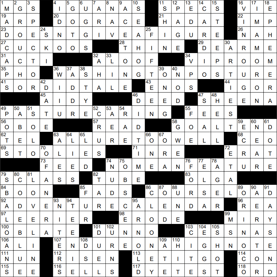 ny times crossword puzzle answers