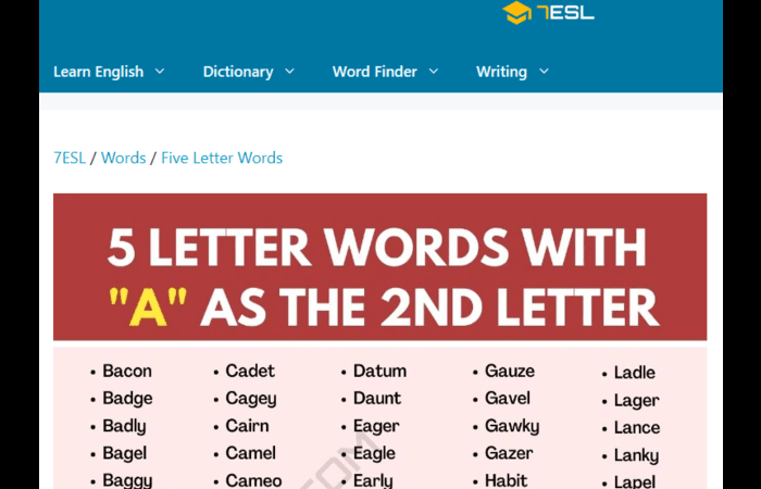 5-letter words with a second