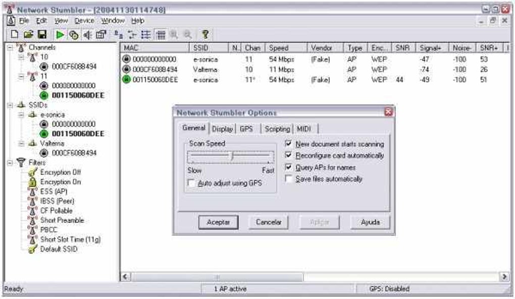 network stumbler network stumbling software