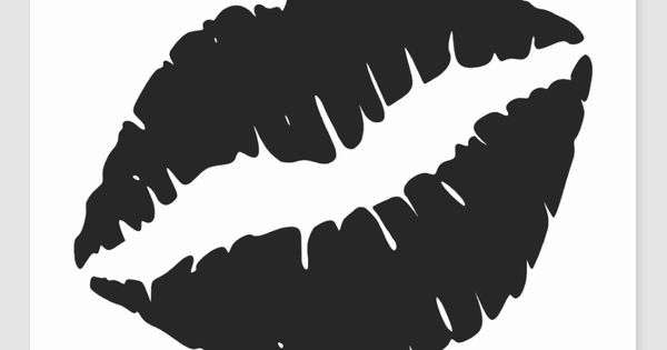 kissing lips clipart black and white