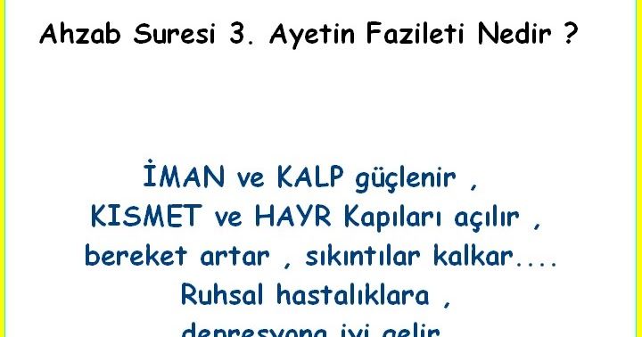 ahzab suresi 3 ayet fazileti