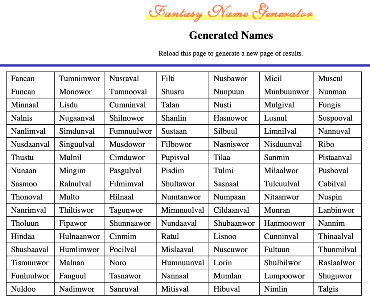 alien species name generator