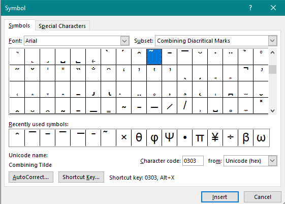 alt key for check mark