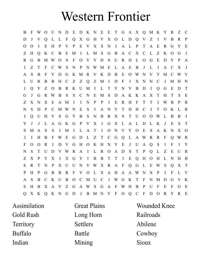 american frontier crossword