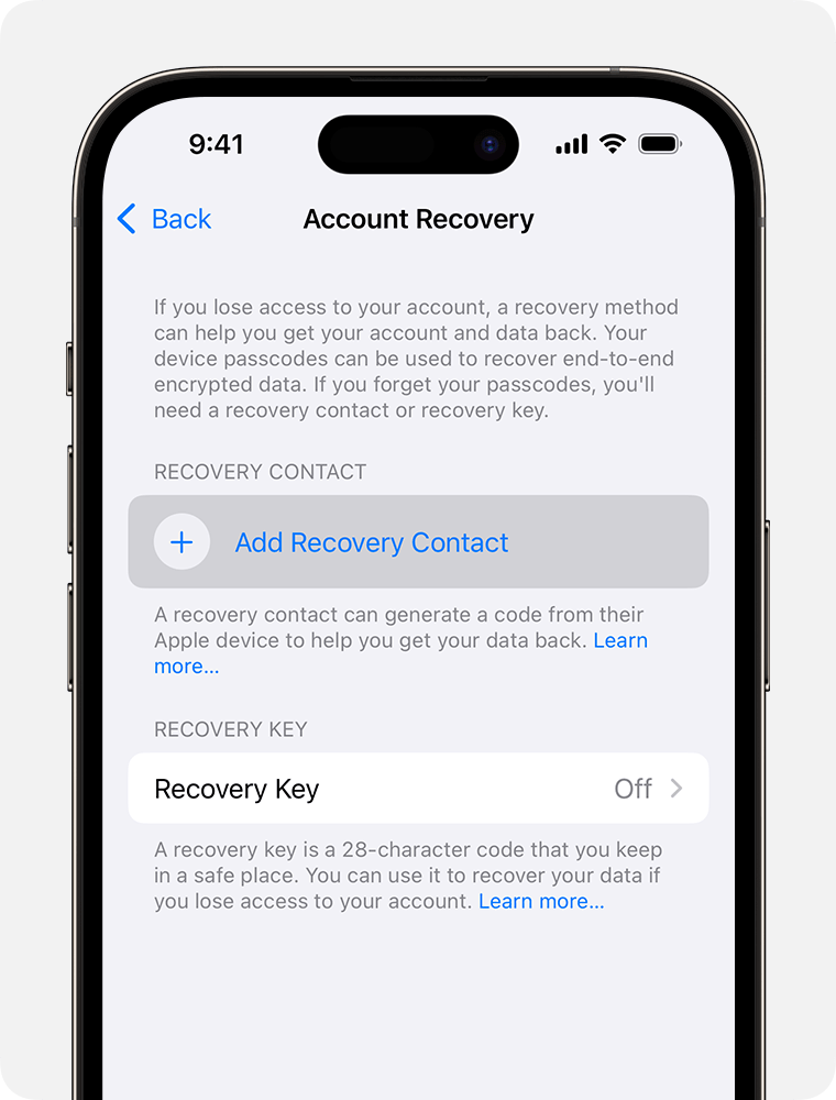 apple recovery account