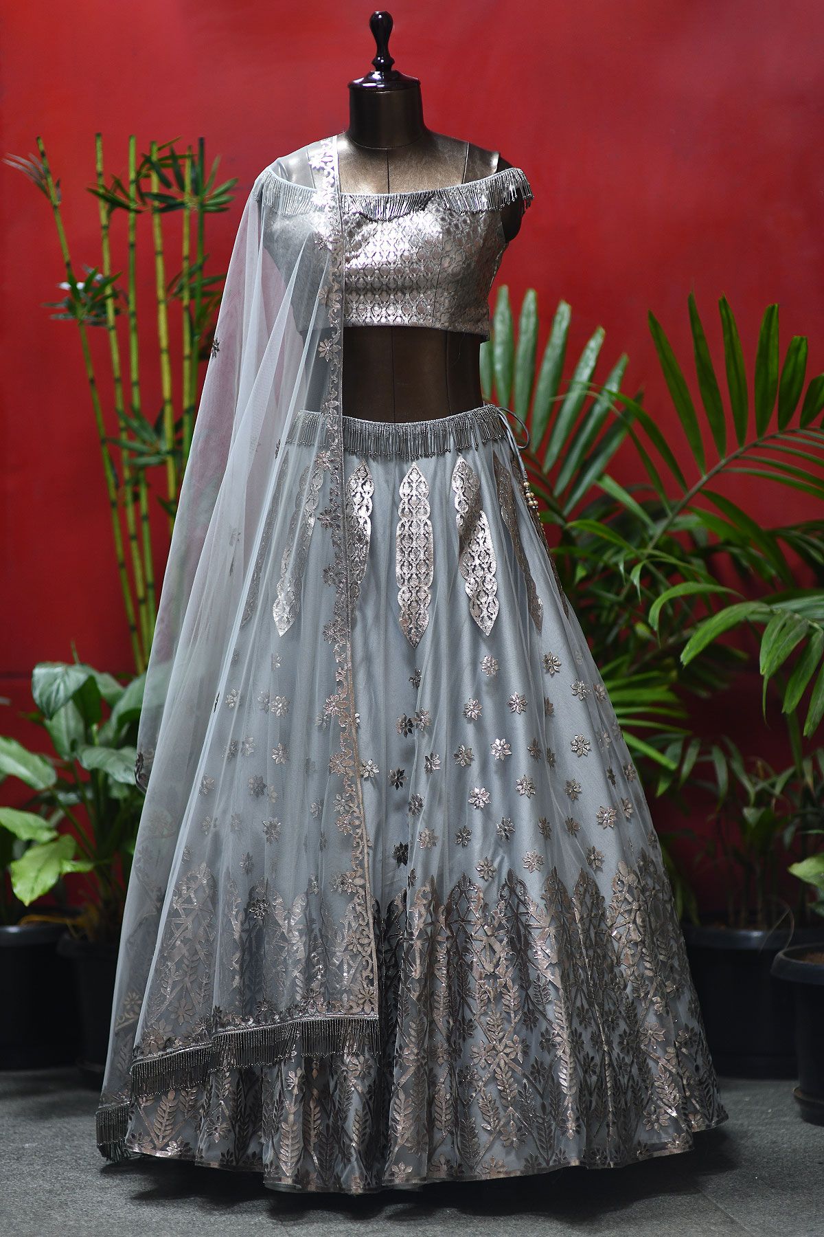 ash colour lehenga