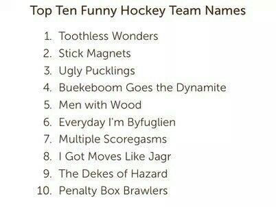 awesome fantasy hockey team names