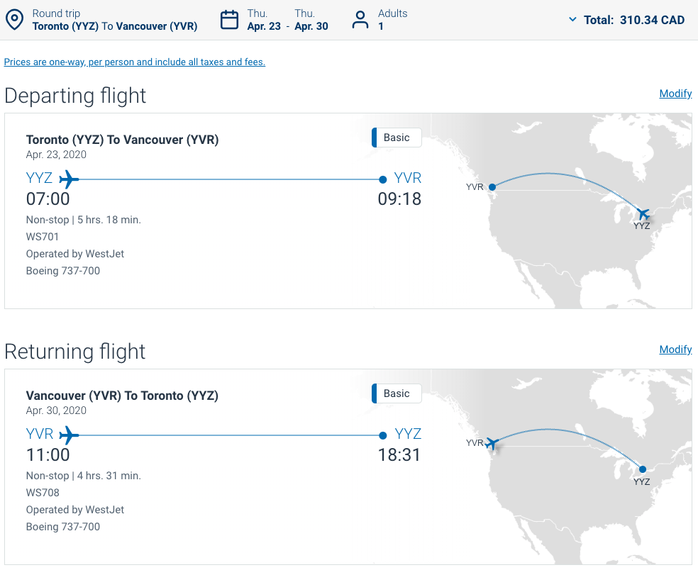 toronto to vancouver flight duration