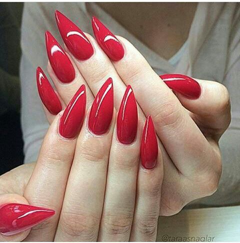 pointed red nails