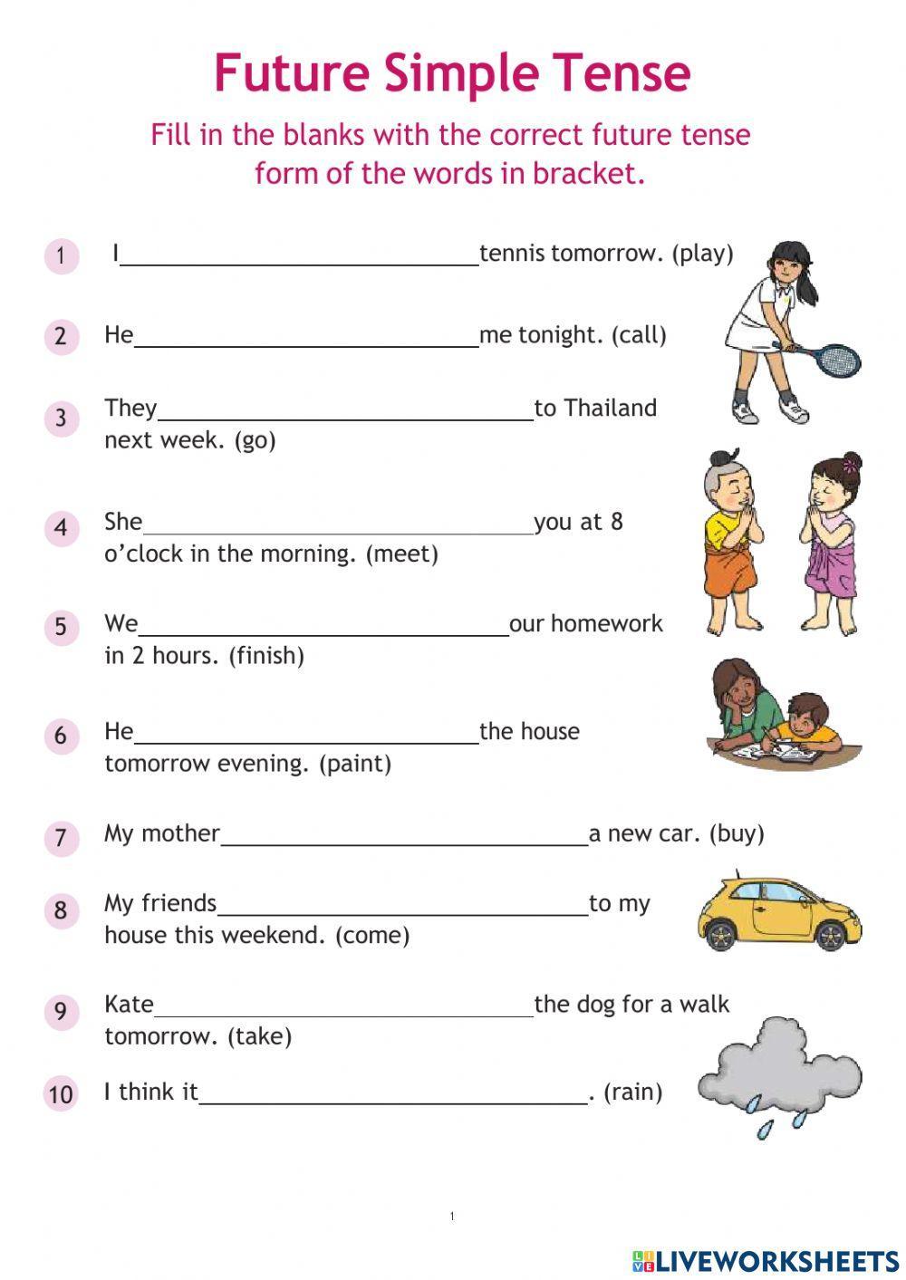 future tense live worksheet