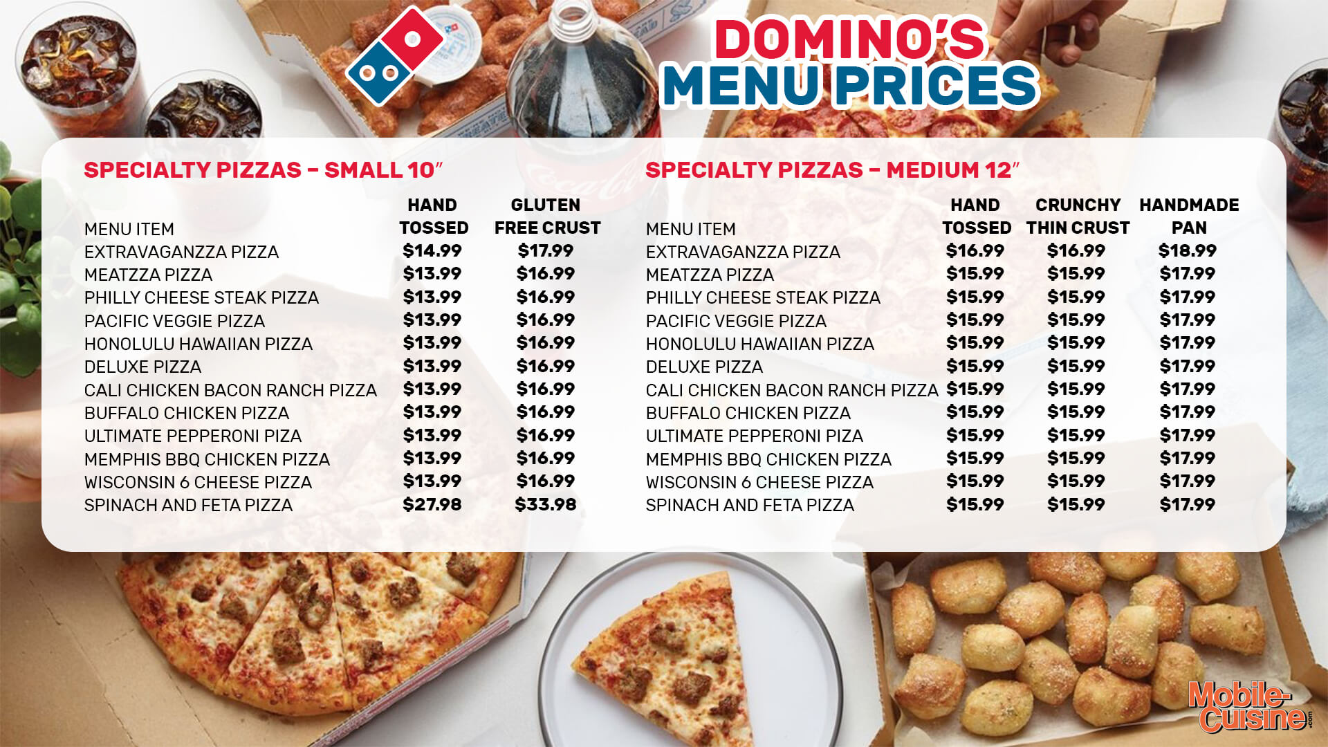 dominos pizza prices