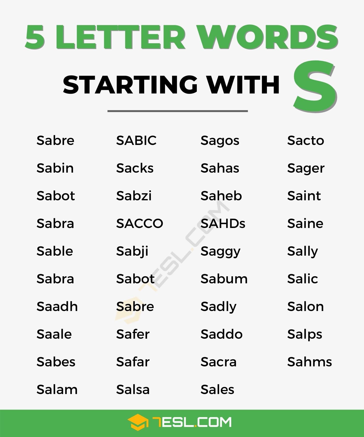 5 letter word start s