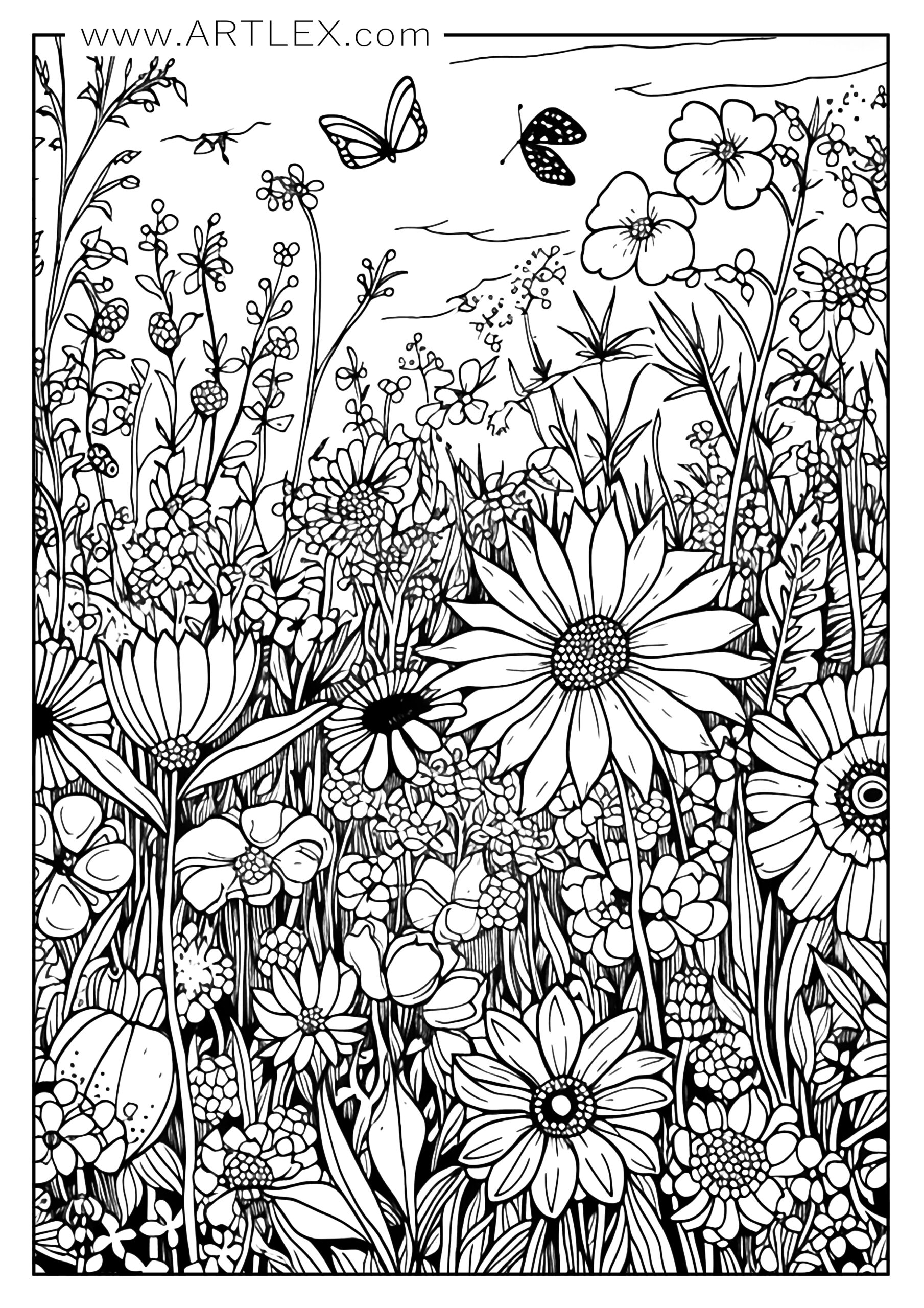 hard flower coloring pages