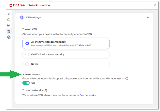 mcafee vpn keeps turning off