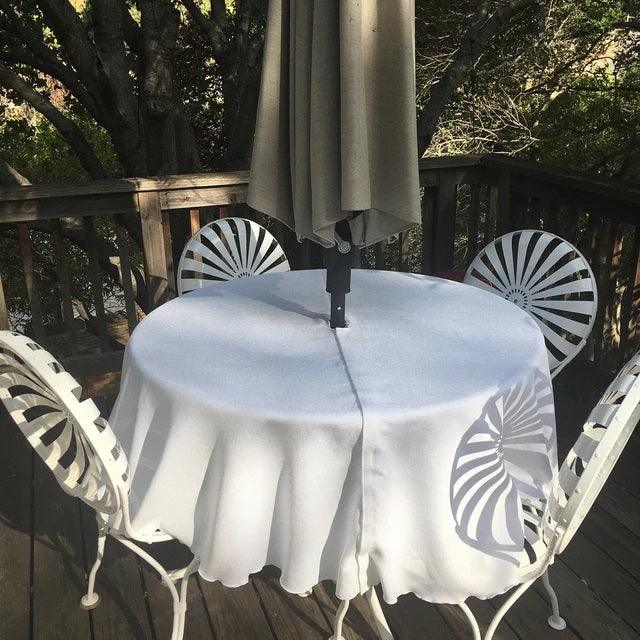 round outdoor tablecloth with umbrella hole