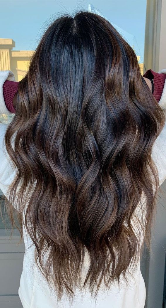 balayage dark brown hair with lowlights