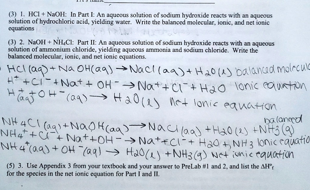 balanced equation for hydrochloric acid and sodium hydroxide