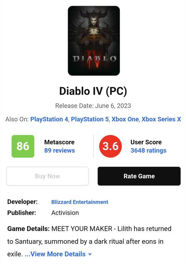 metacritic diablo 4