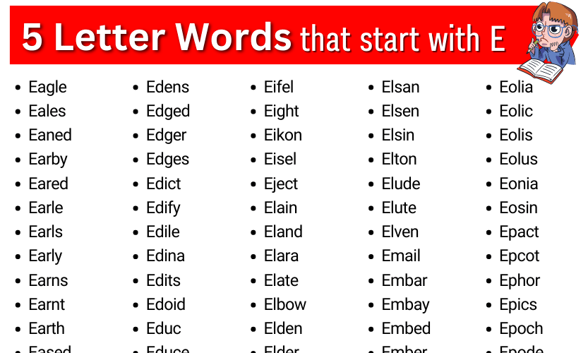 5 letter words that start with e