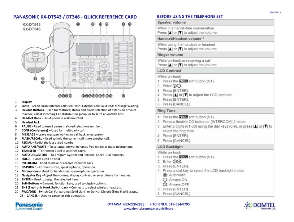 panasonic kx-dt543 manual