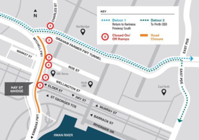 mitchell freeway closure today map