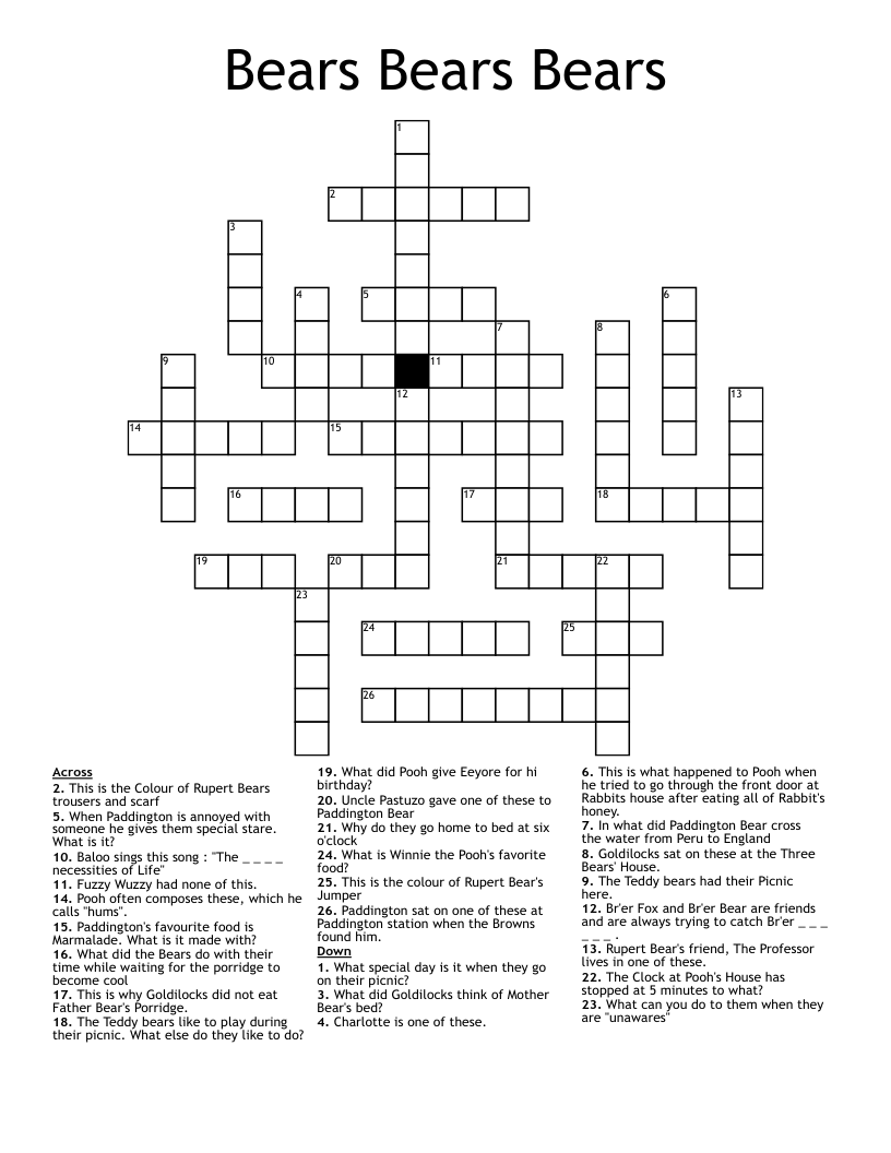 the bare necessities bear crossword