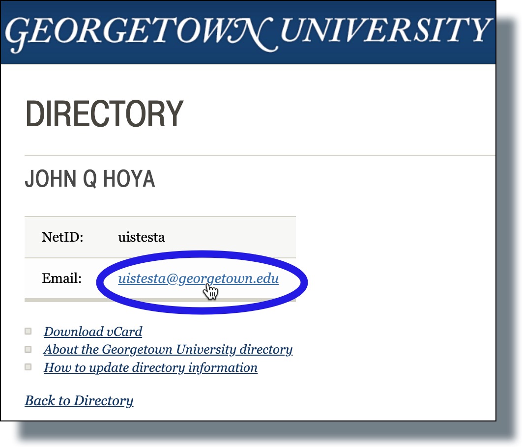 georgetown university email