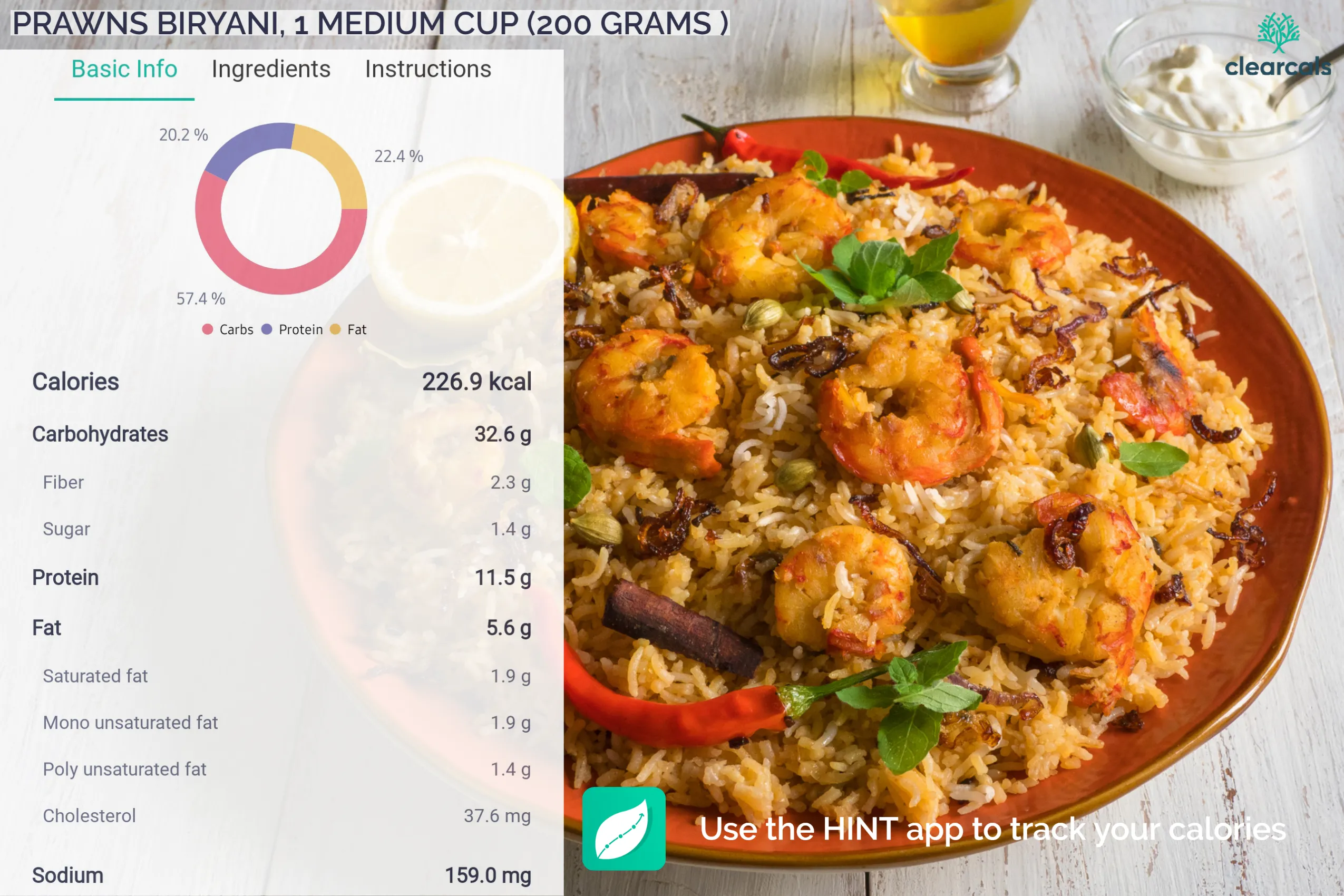 biryani calories 100g