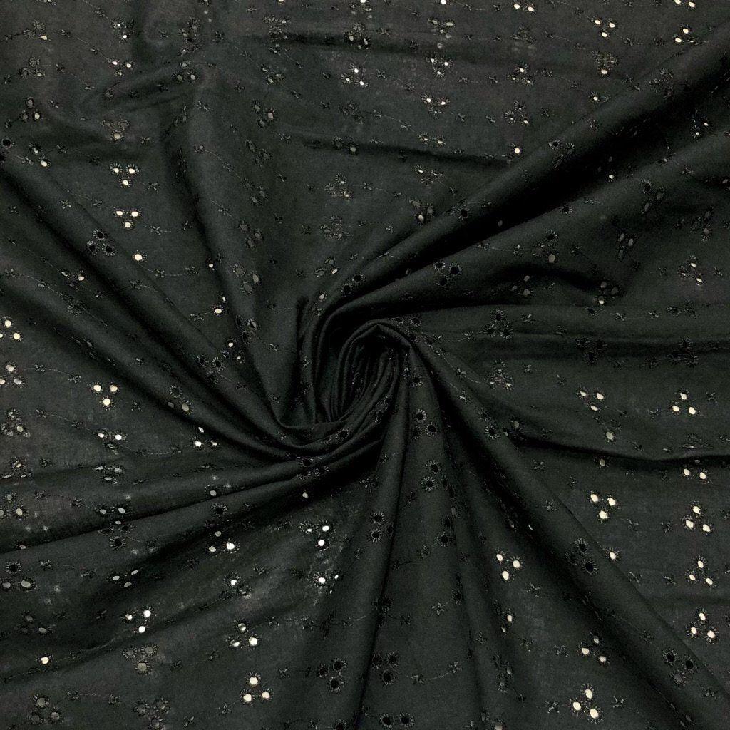 black broderie anglaise fabric