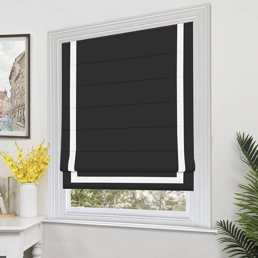 black roman shades