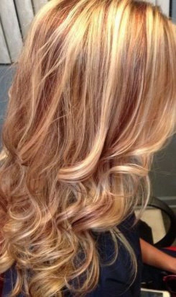 blonde with red highlights