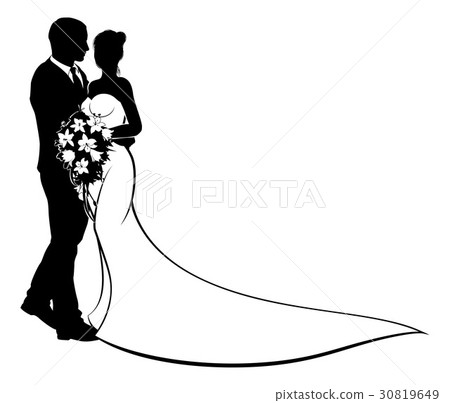 bride and groom silhouette