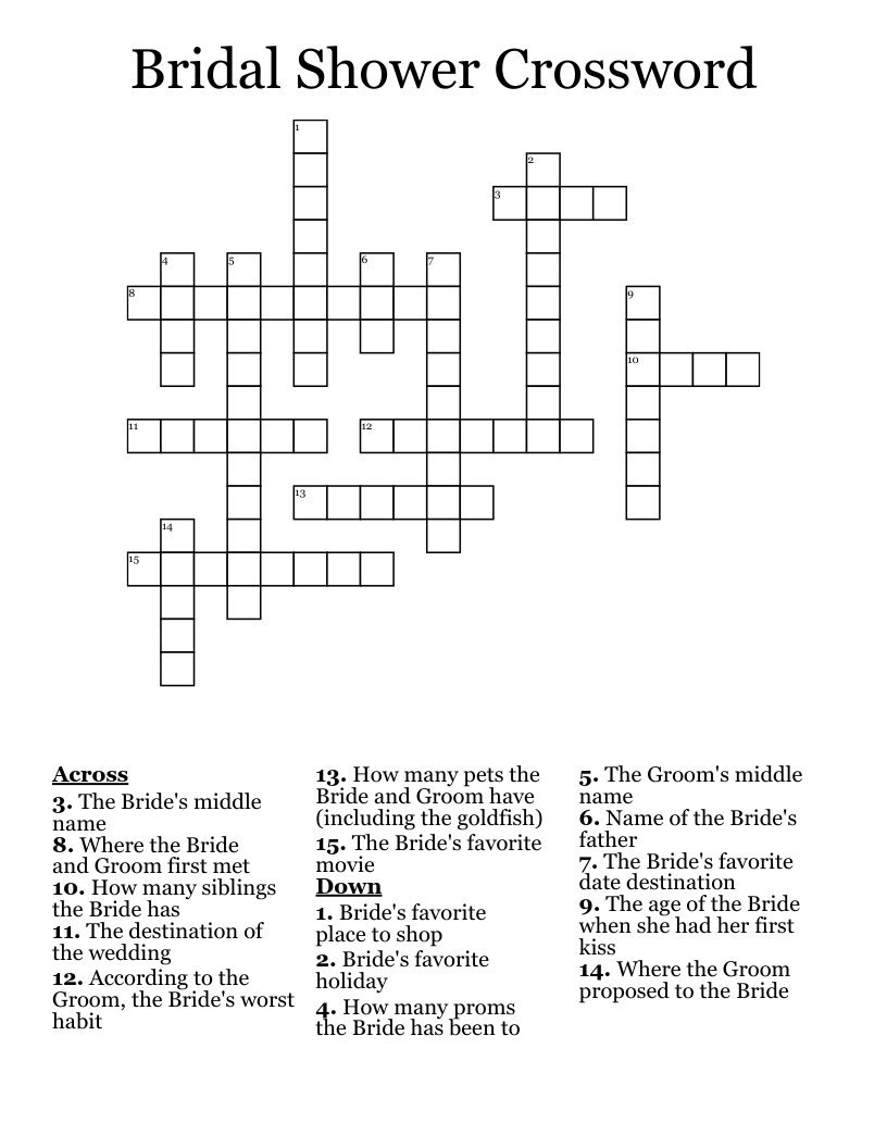 bride to be crossword clue