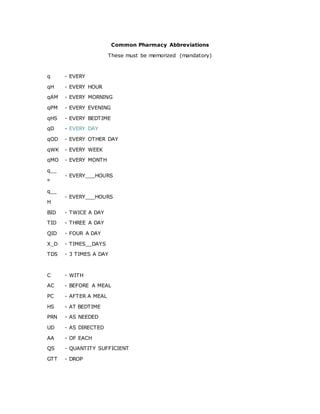 qhs pharmacy abbreviation