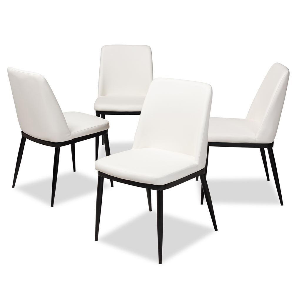 white leather dining chairs set of 4