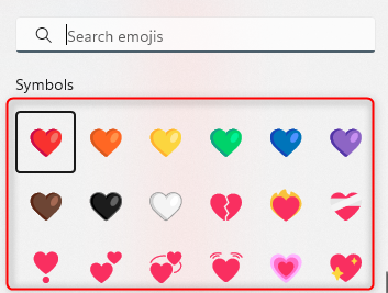 heart symbol keyboard shortcut