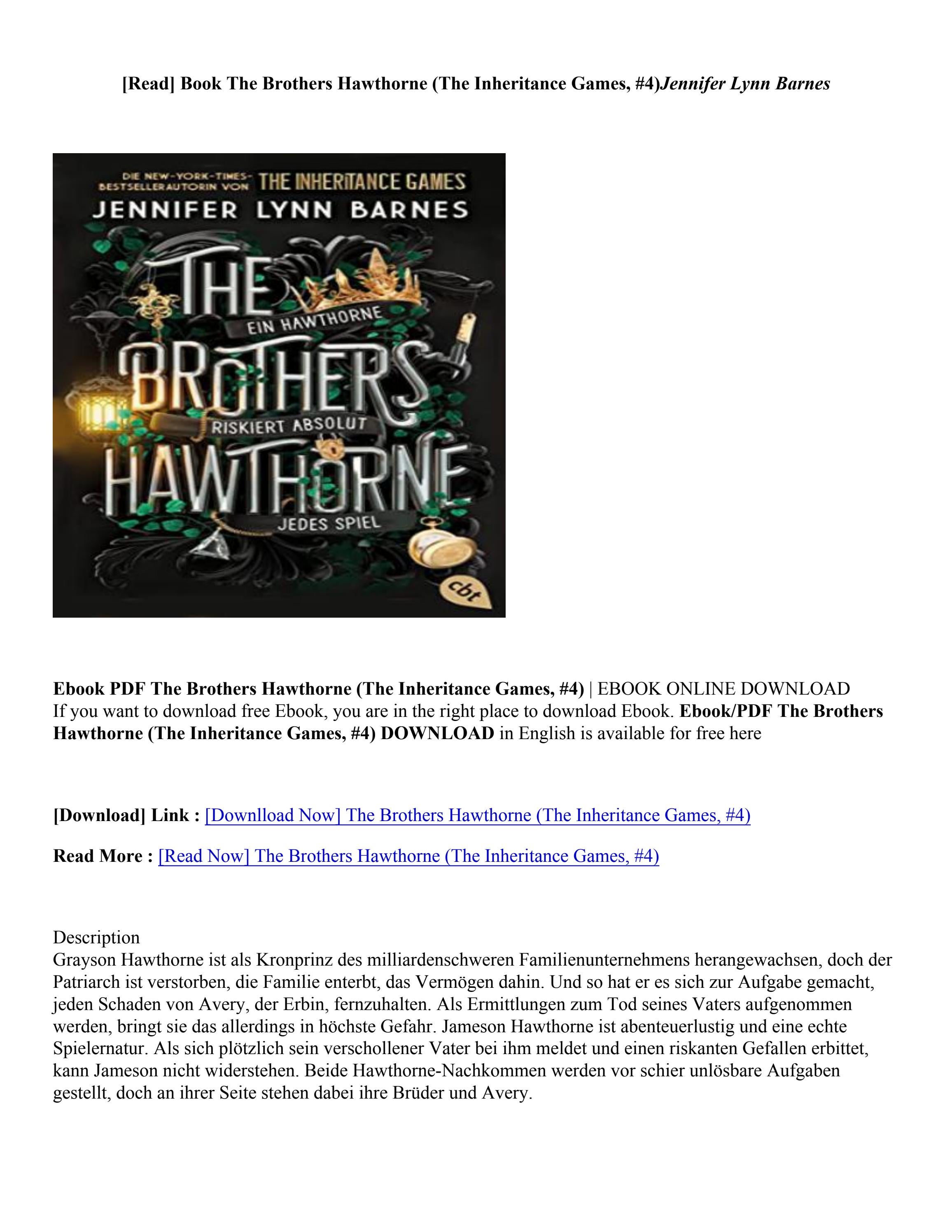 the brothers hawthorne pdf