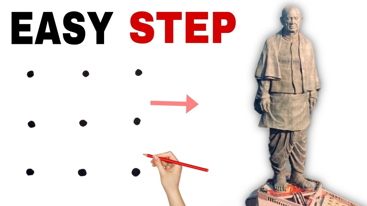 statue of unity drawing easy