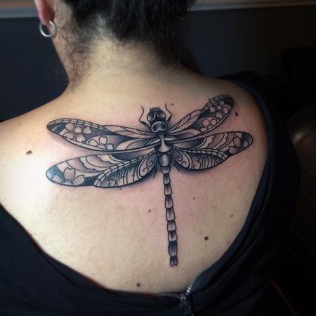 dragonfly neck tattoo