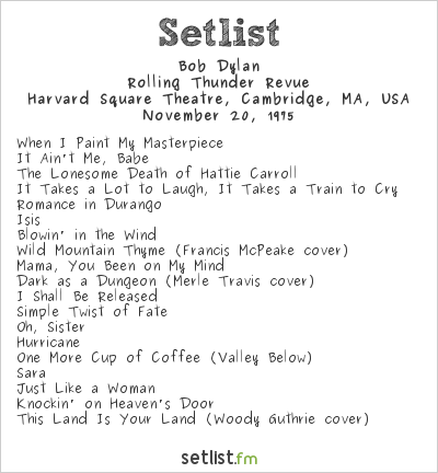 setlist bob dylan