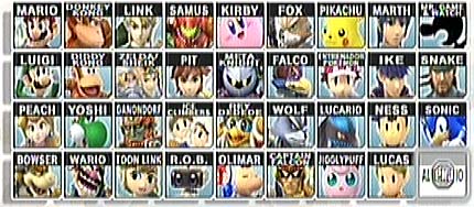 characters in super smash brawl